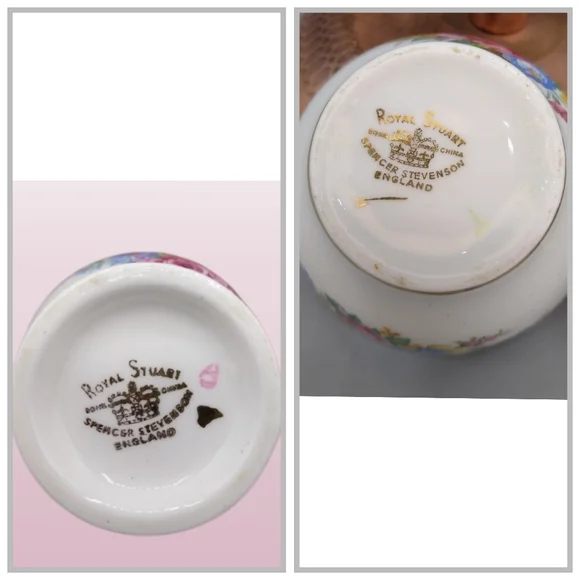 Royal Stuart Spencer Stevenson Bone China Demitasse Floral Sugar Creamer Vintage - Picture 11 of 12